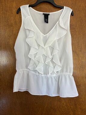 Metaphor White Ruffle V-Neck Sleeveless Camisole